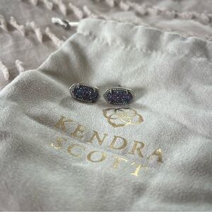 Kendra Scott Silver Stud Earrings with Iridescent Drusy Stone